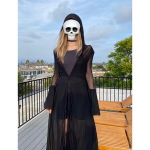 Dolls Kill “Club Exx” Hooded Black Cloak - Great for Halloween